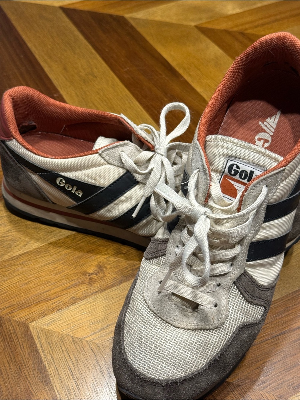 Gola Daytona Black Gray & Rust Retro Trainer Sneakers size 10